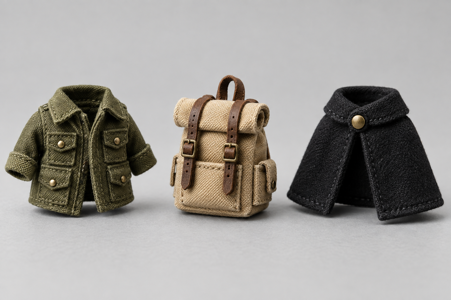 Olive miniature woven canvas field jacket